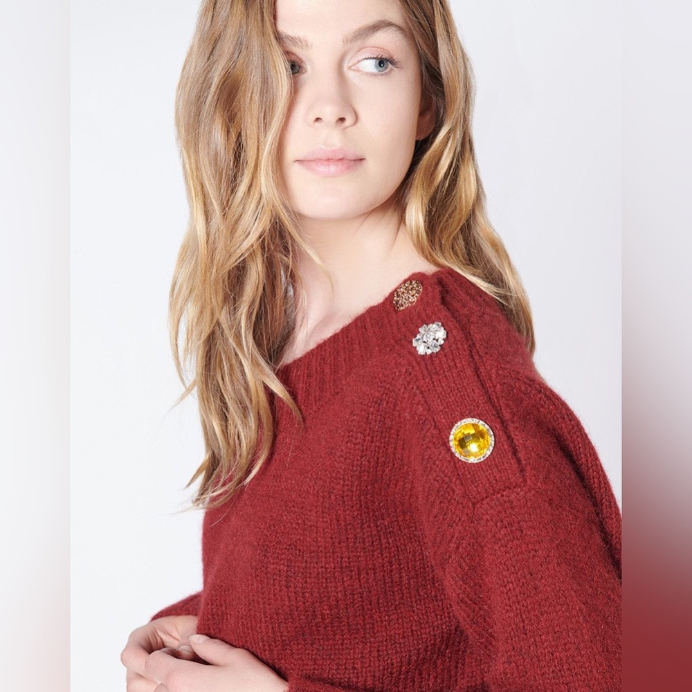 NWT $495 Veronica Beard Chase Button Detail Sweater Pullover - Picture 2 of 8